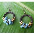 Neptune Wax Chord and Stone Earrings -Thailand