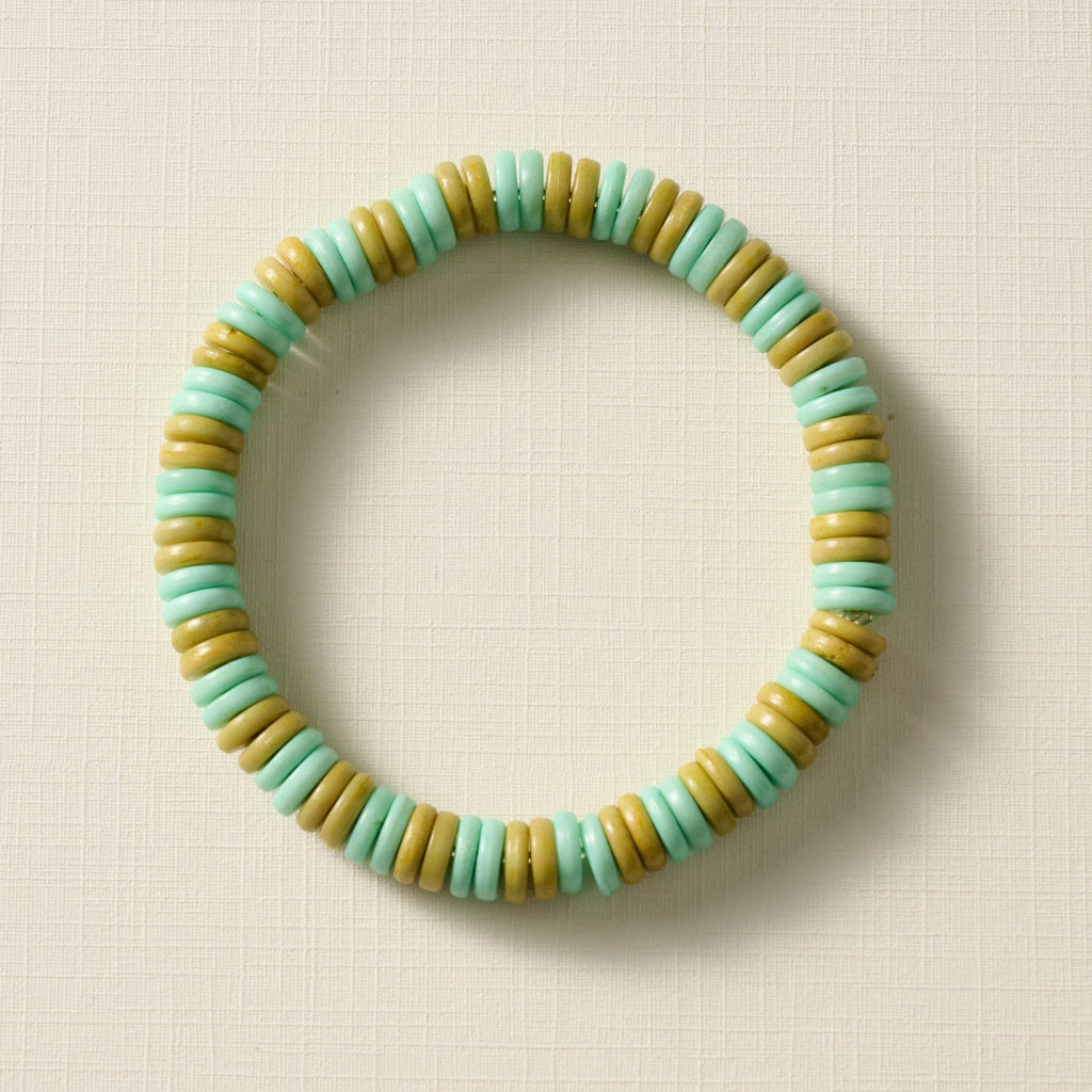 Khet Bead Bracelet - Light Green+Olive