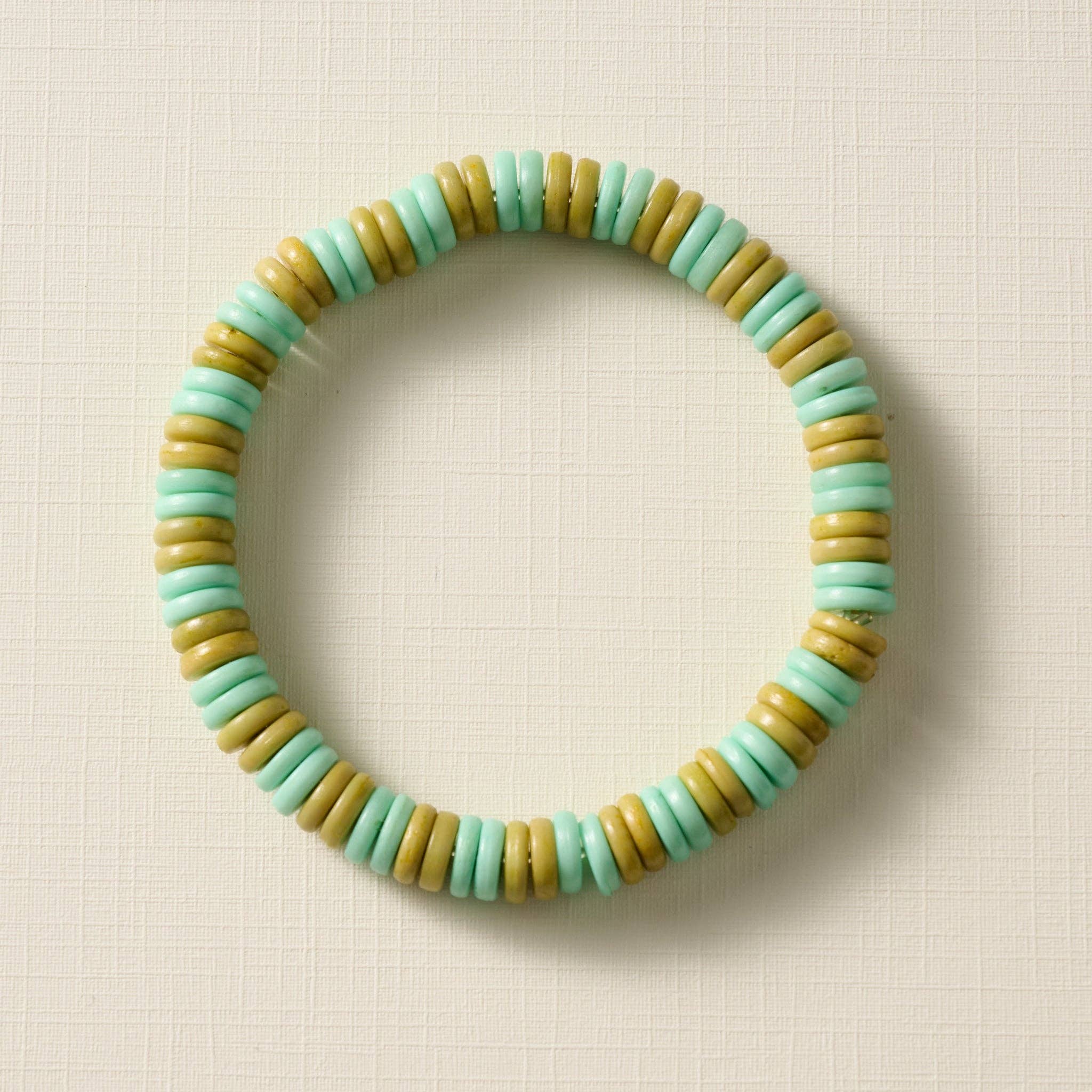 Khet Bead Bracelet - Light Green+Olive