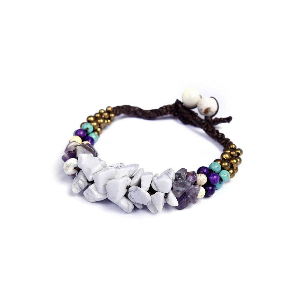 Cluster Brass Bead & Stone Bracelet - Thailand