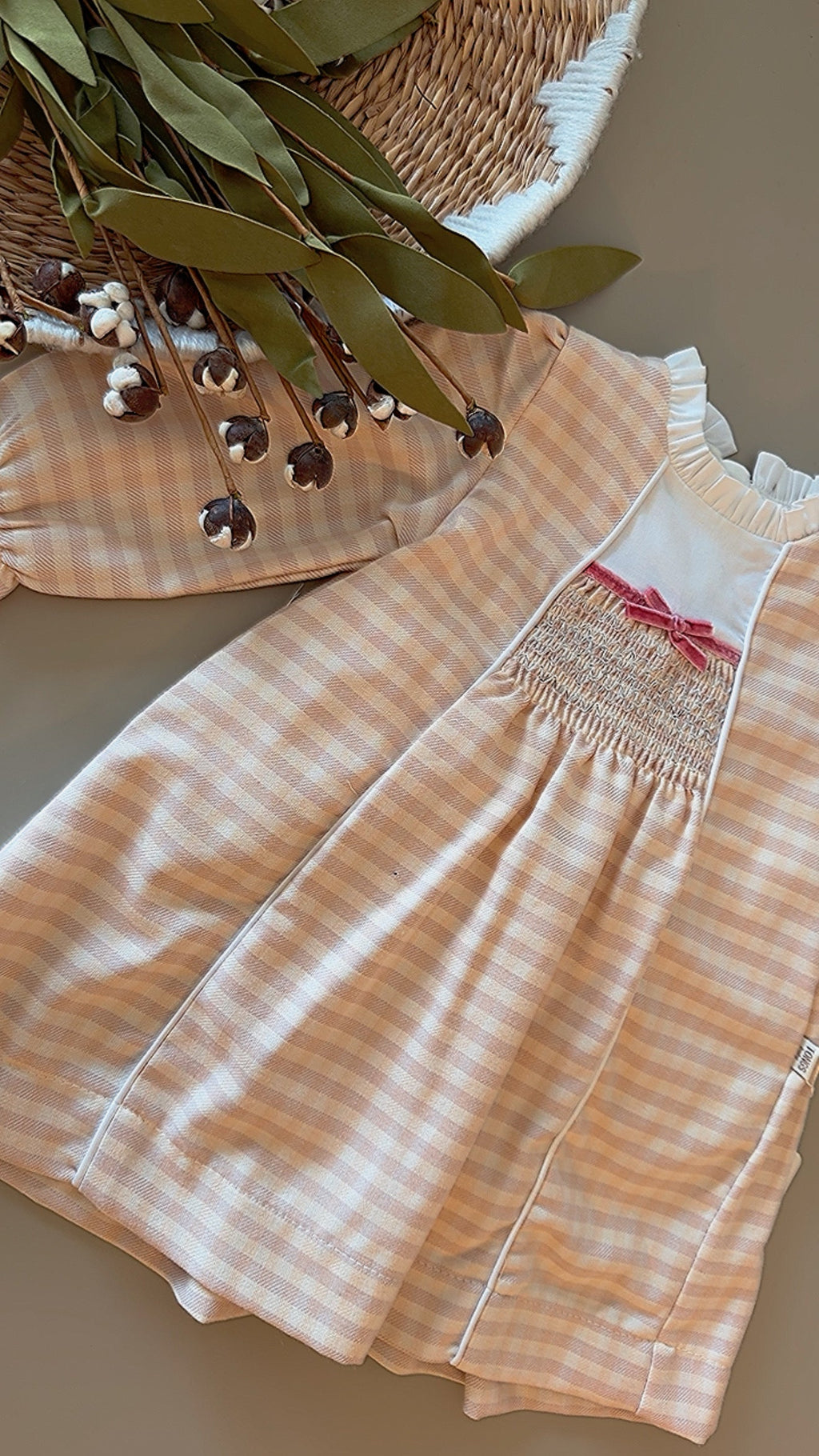 Baby Girl Smocked Gingham Dress – Blush Pink