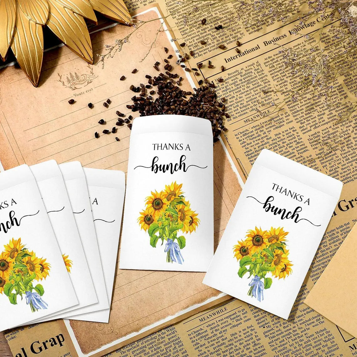 Thanks a Bunch Seed Packets – 25 Pack | Sunflower or Wildflower Seeds