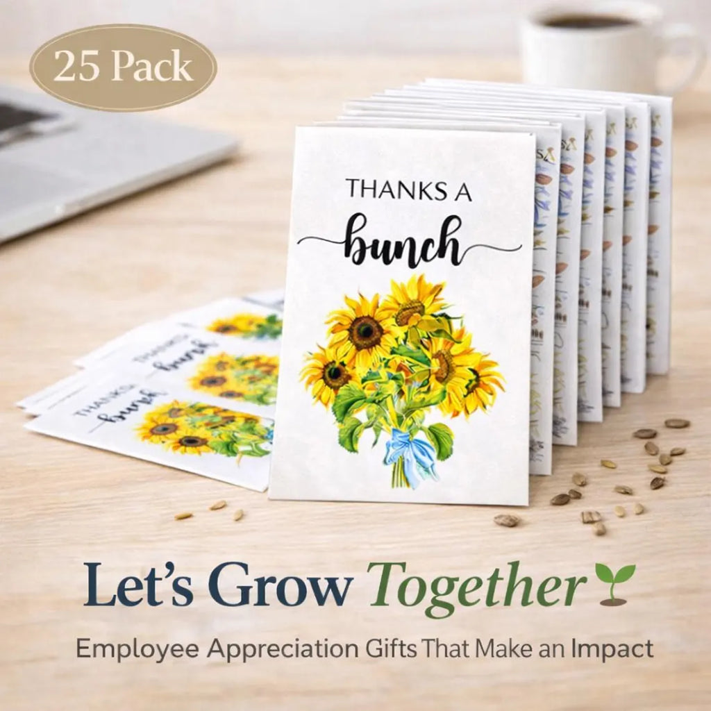 Thanks a Bunch Seed Packets – 25 Pack | Sunflower or Wildflower Seeds