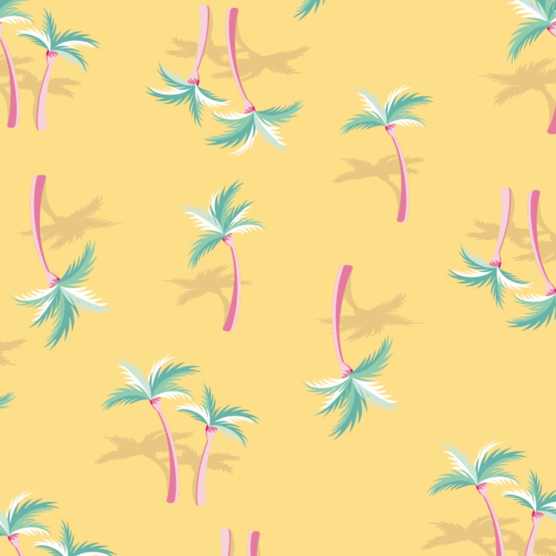 Miami Palm Tree Yellow Two-Piece Set