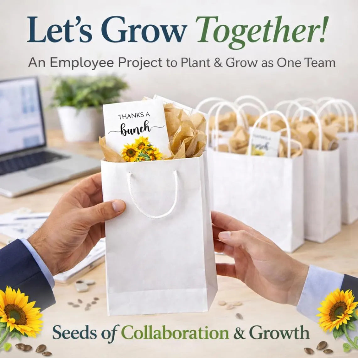 Thanks a Bunch Seed Packets – 25 Pack | Sunflower or Wildflower Seeds