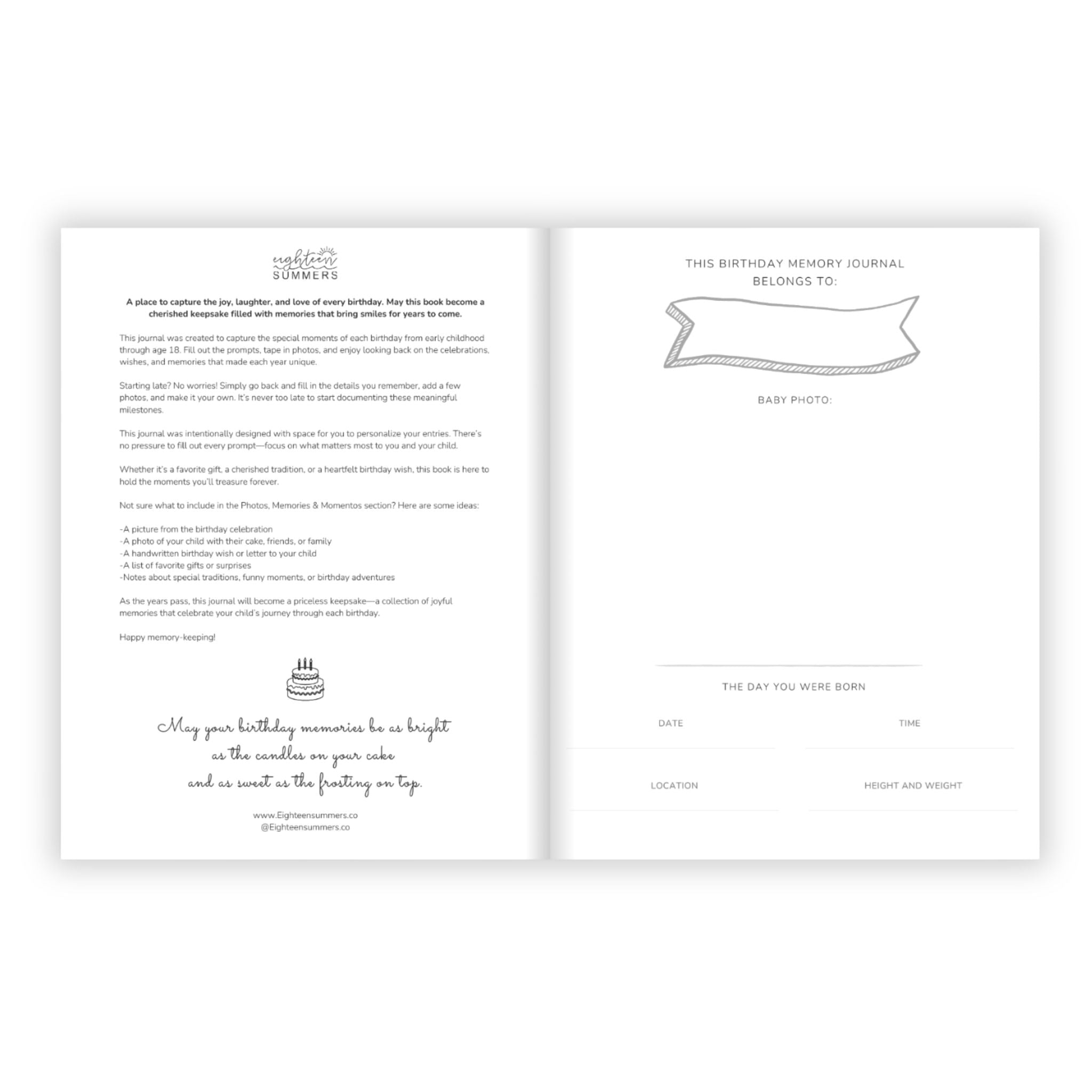 Birthday Memory Book- Blue Candles