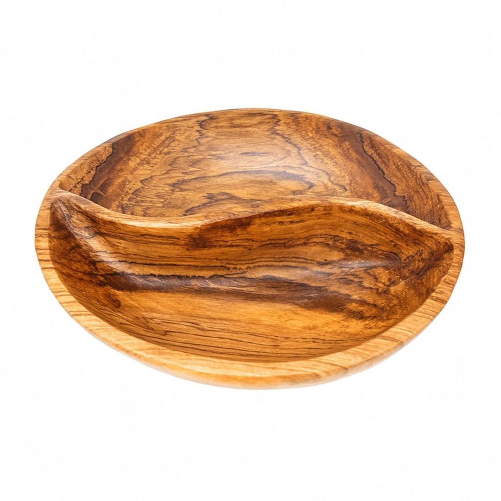 Olive Wood Round Divided Serving Platter