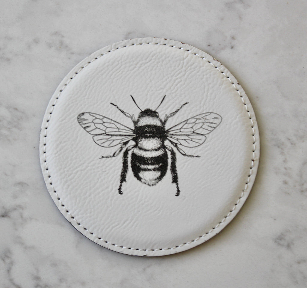 Bee Coaster Set (Slate or Leatherette)