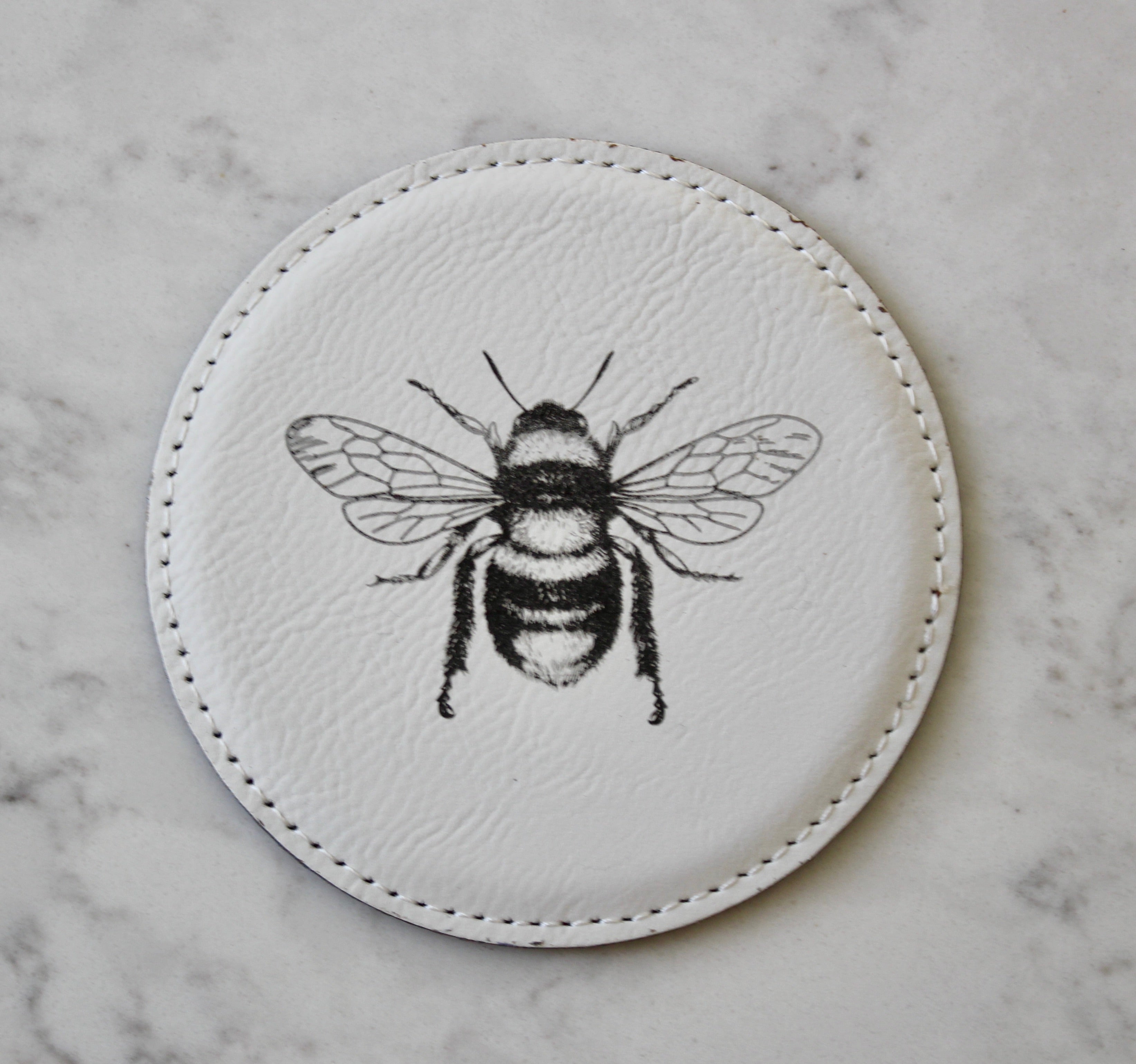 Bee Coaster Set (Slate or Leatherette)