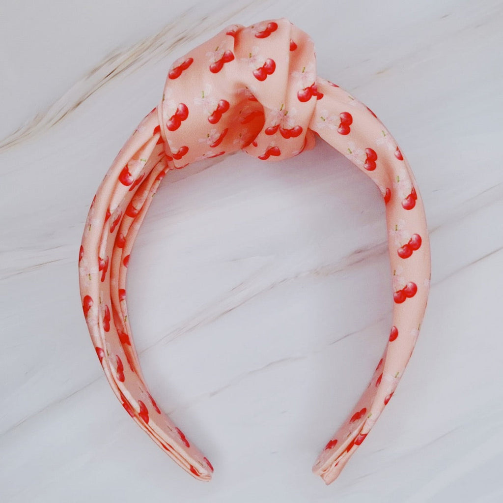 Cherries And Bows Satin Headband