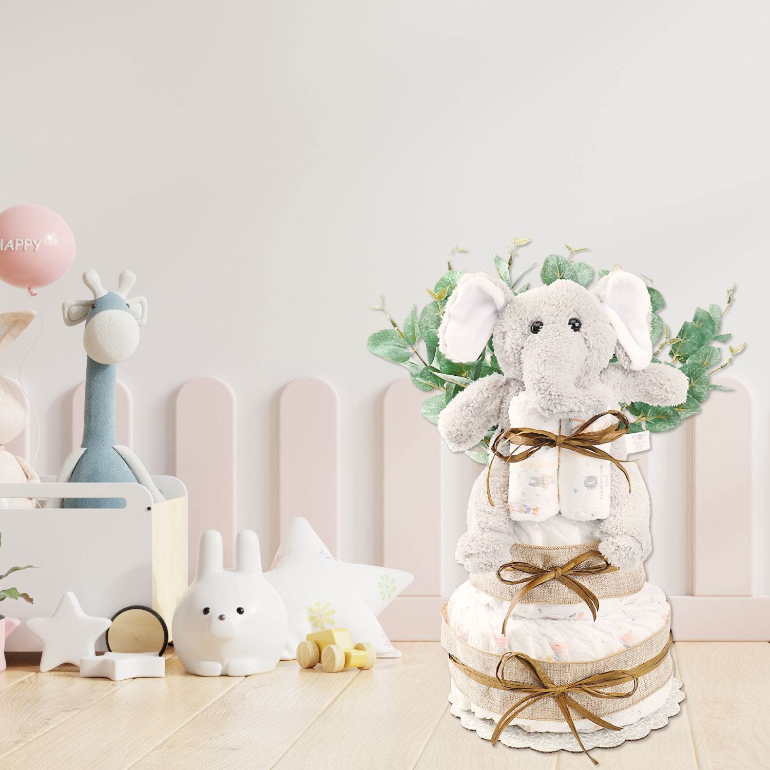 Wild About Baby Two-Tier Diaper Cake Gift Basket