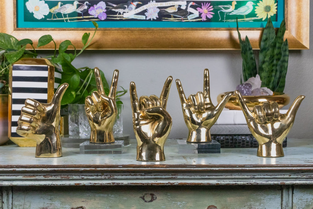 The "I Love You" Hand Sign ASL Sculpture in Brass