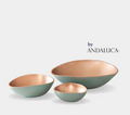 Set of 3 Turquoise Copper Finish Decorative Oval Bowls by Andaluca Home