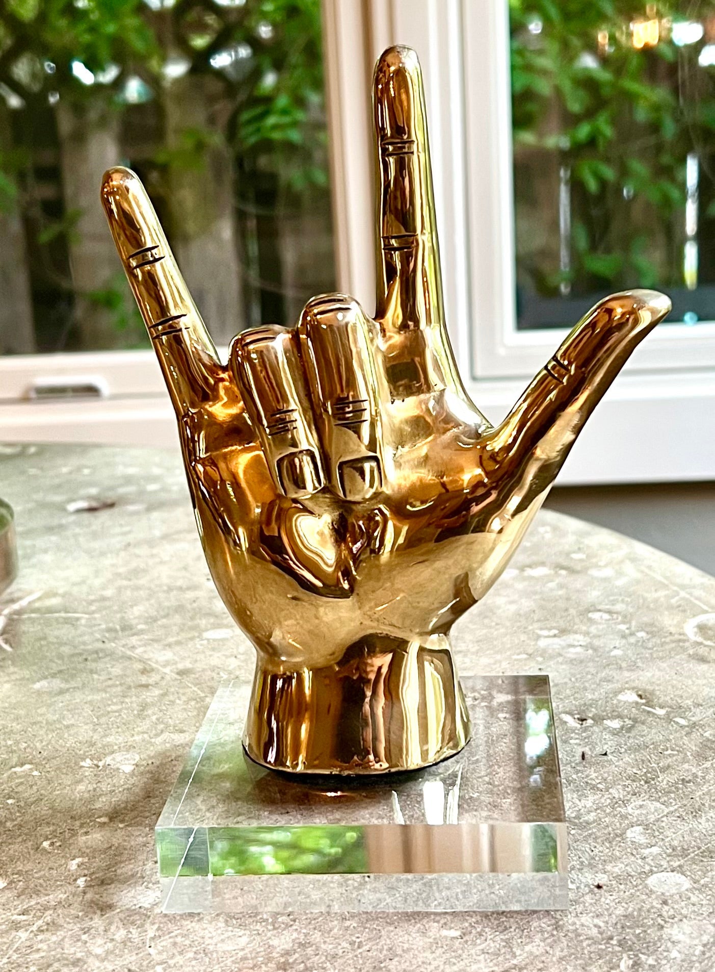 The "I Love You" Hand Sign ASL Sculpture in Brass