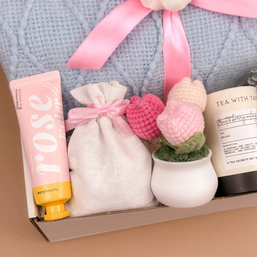 Self Care Gift Boxes for Women – Cozy Blanket & Tea Kit