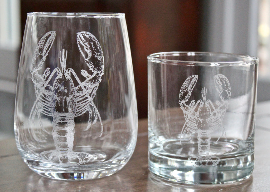 Lobster Engraved Glasses