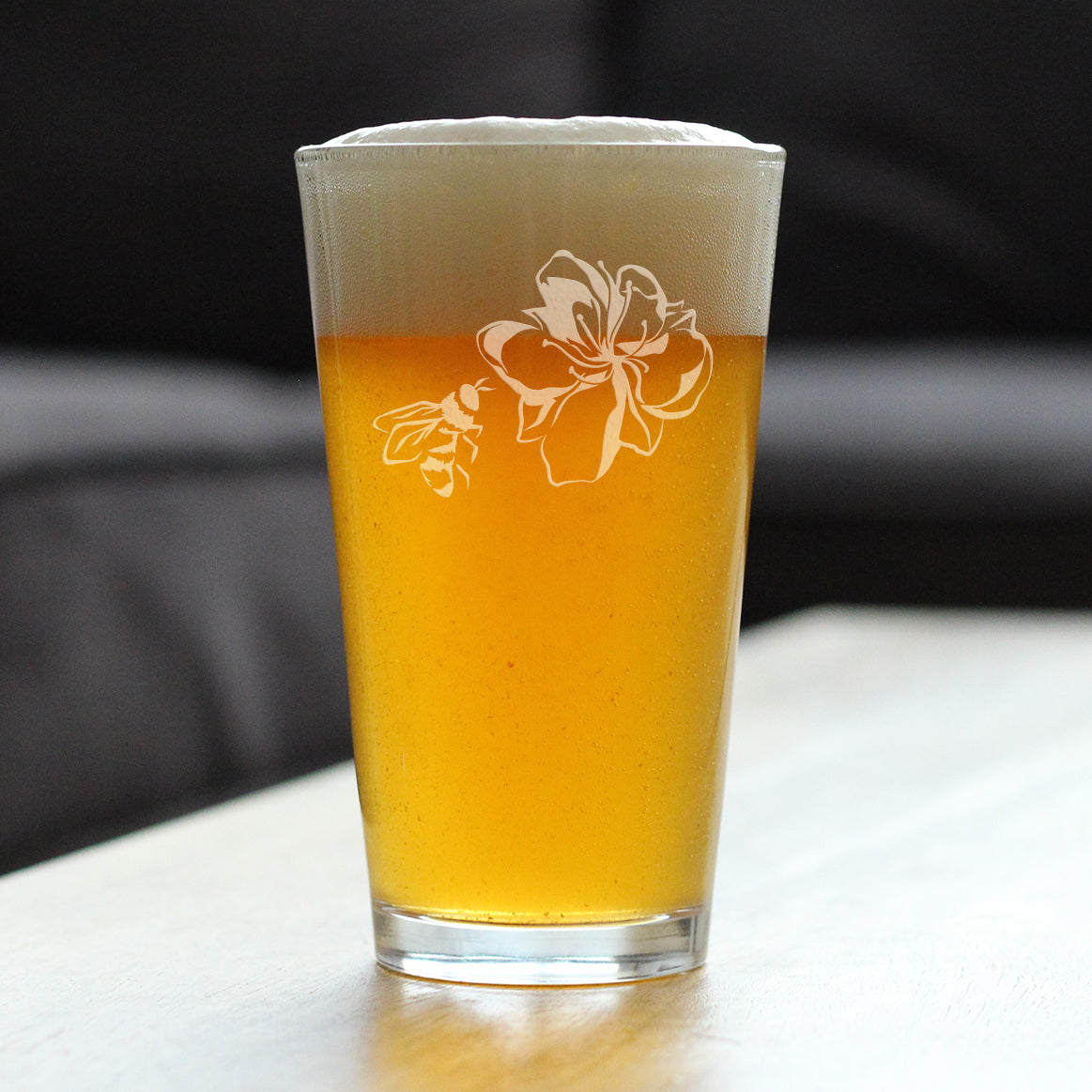 Bee Flower - Cute Gifts for Bumblebee & Nature Lovers - 16 Ounce Pint Glass