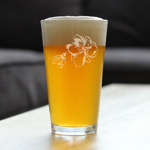 Bee Flower - Cute Gifts for Bumblebee & Nature Lovers - 16 Ounce Pint Glass