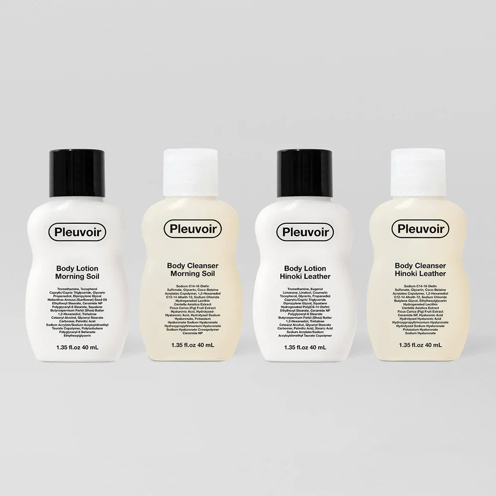 TRAVEL BUDDIES – Set of 4 MORNING SOIL & HINOKI LEATHER | 40ml x 4