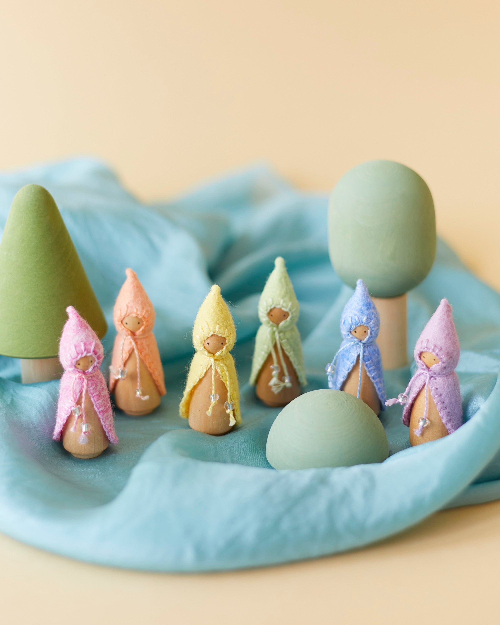 Mini Pastel Green Wooden Gnome