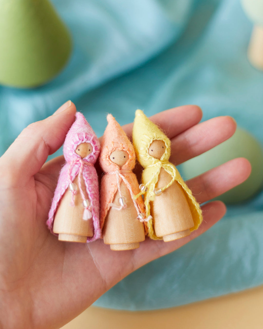Mini Pastel Green Wooden Gnome
