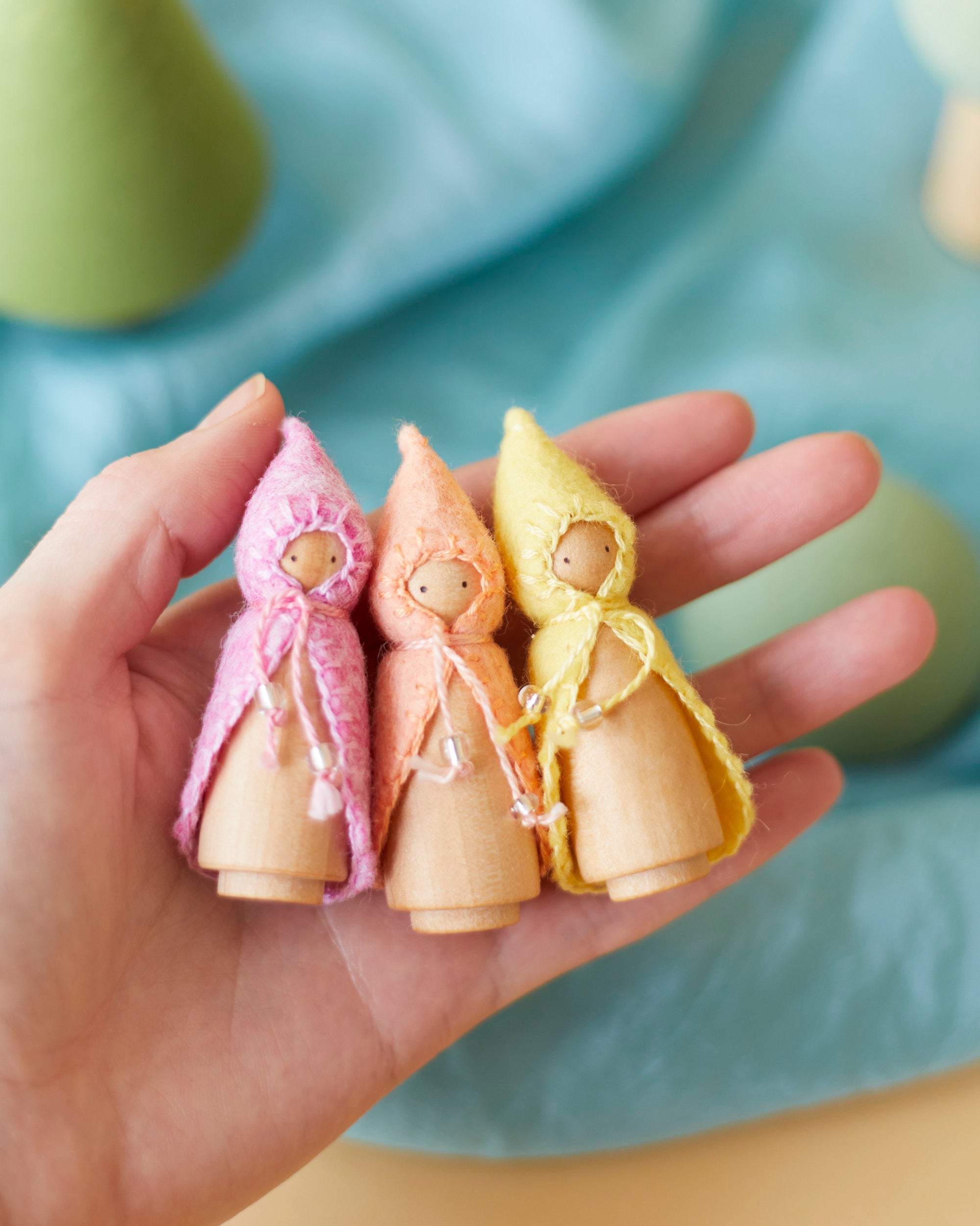Mini Pastel Green Wooden Gnome