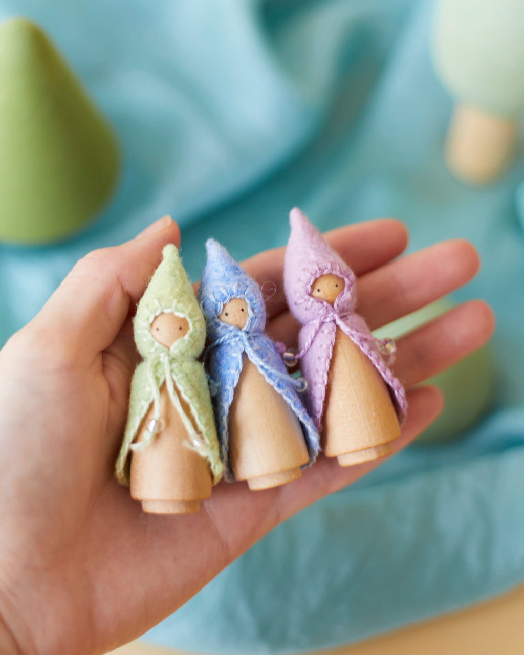 Mini Pastel Green Wooden Gnome