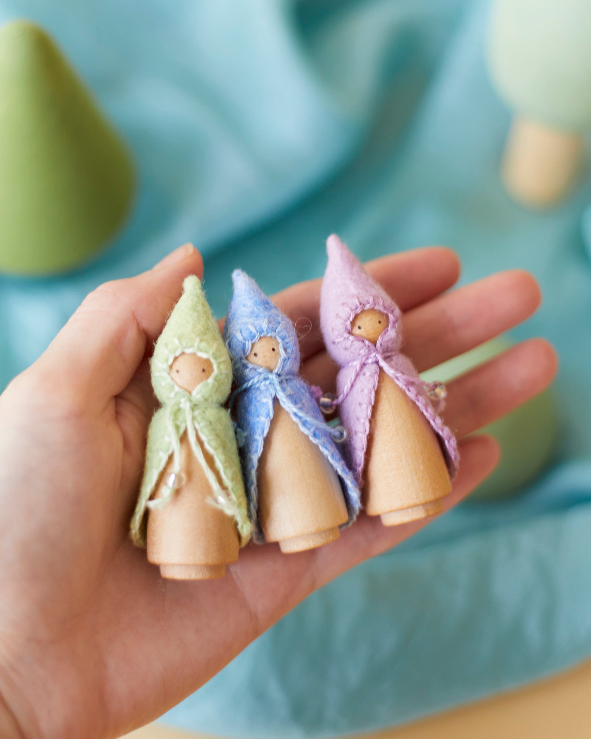 Mini Pastel Green Wooden Gnome