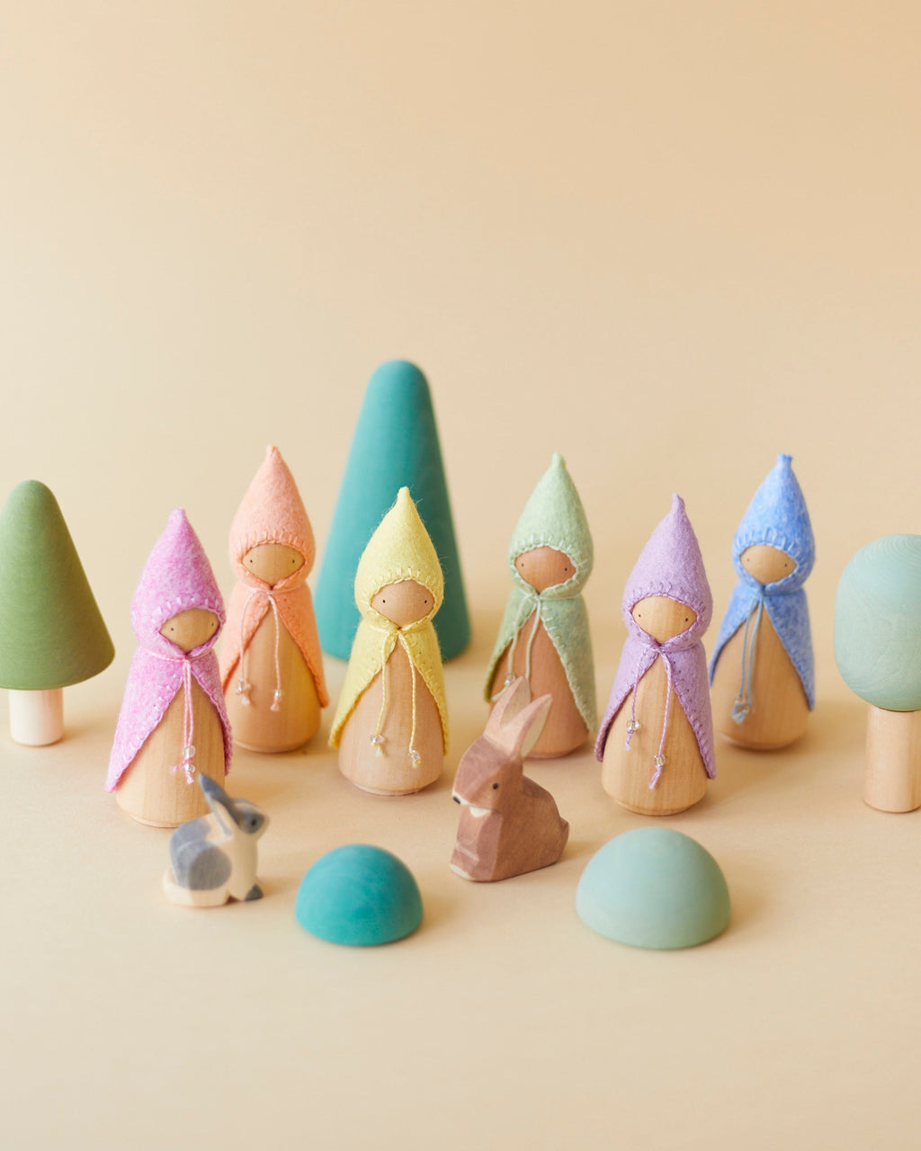 Pastel Blue Wooden Gnome
