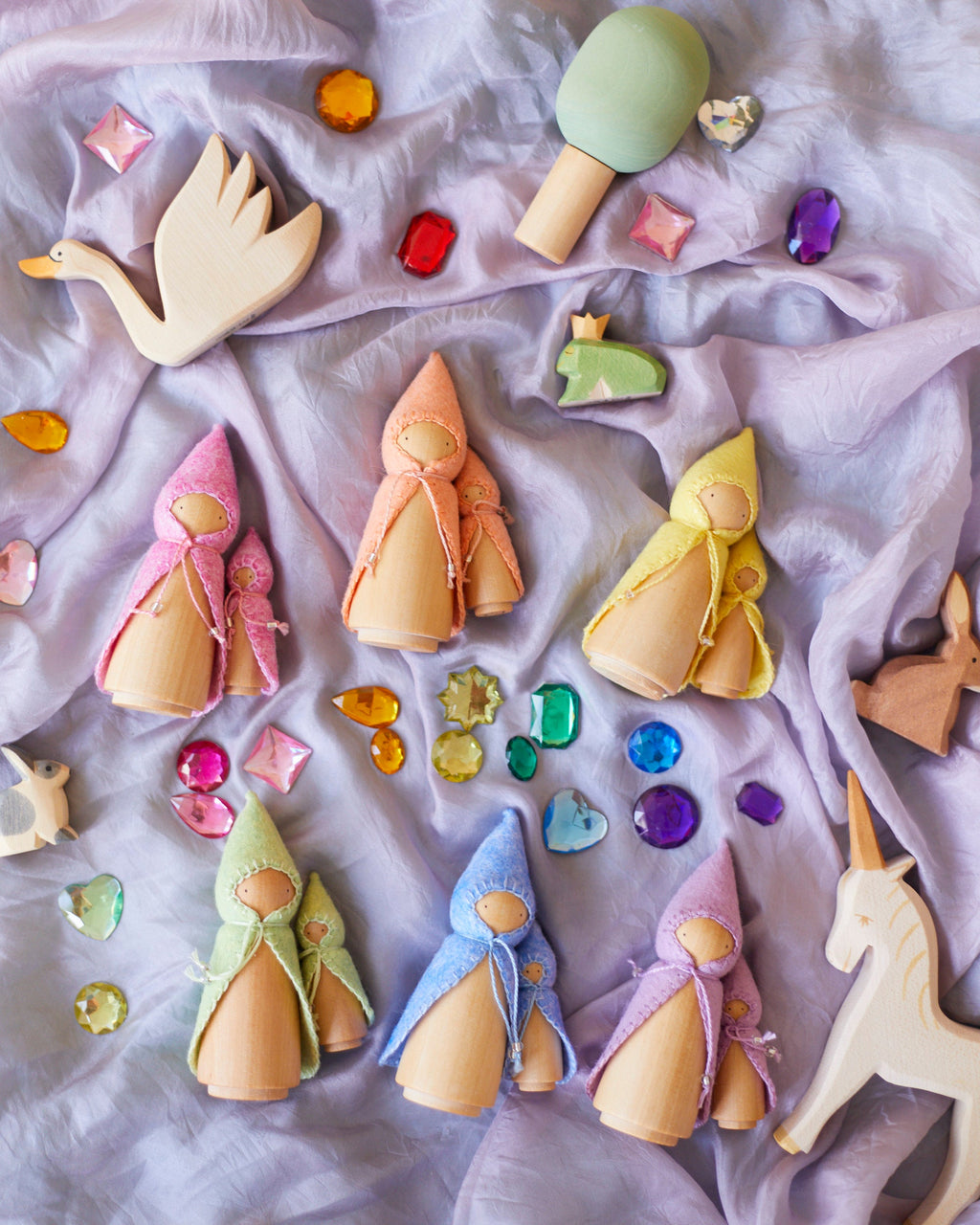 Mini Pastel Purple Wooden Gnome