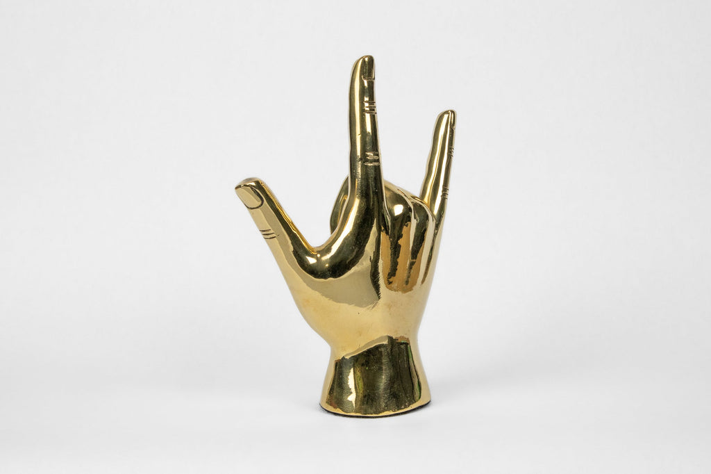 The "I Love You" Hand Sign ASL Sculpture in Brass