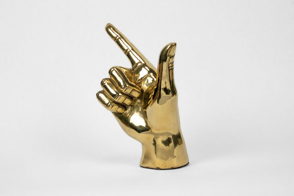 “Guns Up”, or "Go Pokes" Hand Sign Sculpture in Brass Graduation Gift Texas Tech