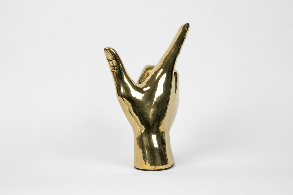 “Guns Up”, or "Go Pokes" Hand Sign Sculpture in Brass Graduation Gift Texas Tech