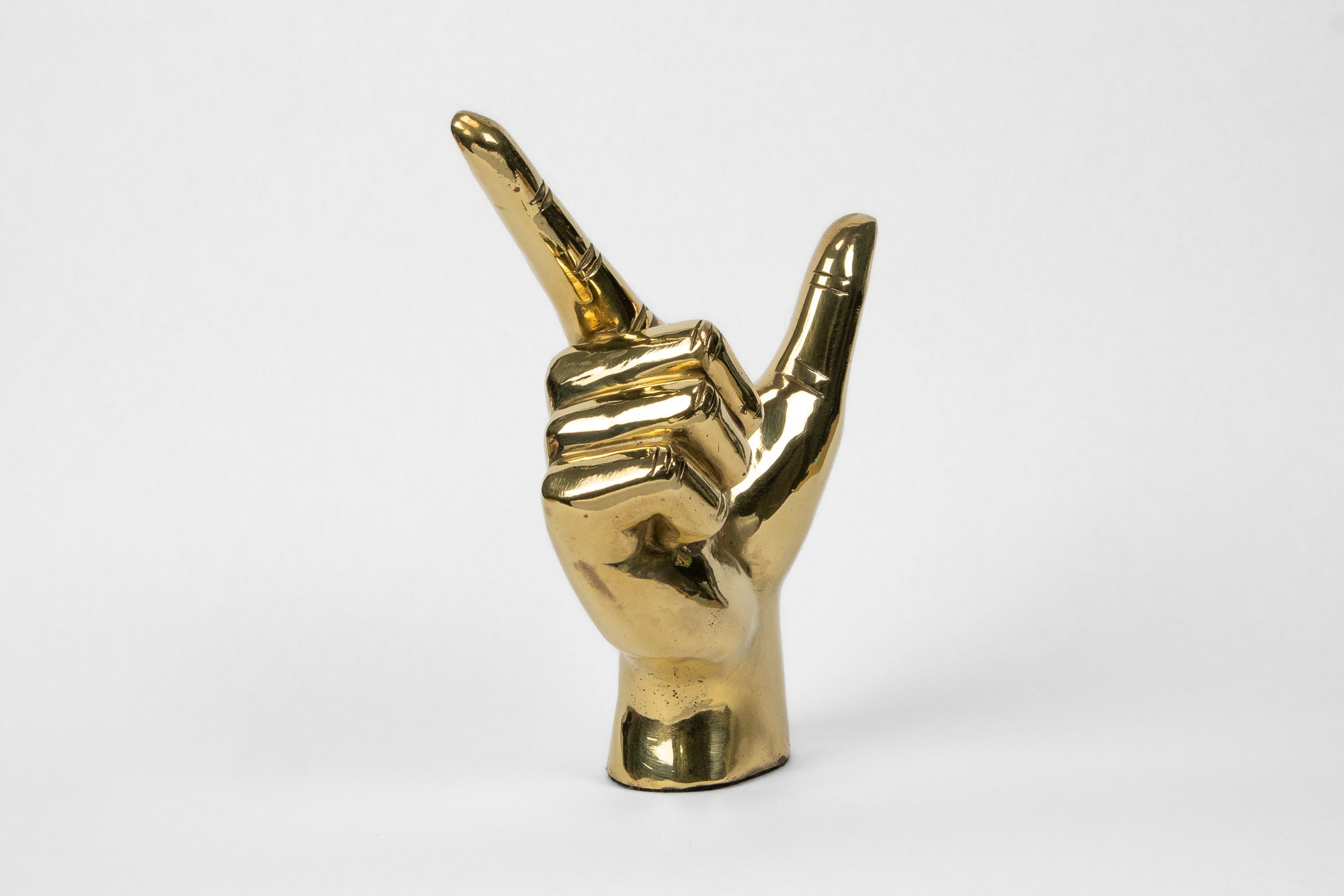 “Guns Up”, or "Go Pokes" Hand Sign Sculpture in Brass Graduation Gift Texas Tech
