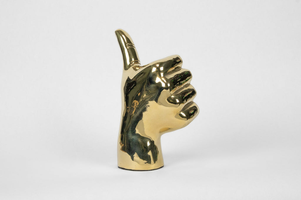 Thumbs Up or "Gig 'Em, Aggies" Hand Sign Sculpture in Brass Graduation Gift
