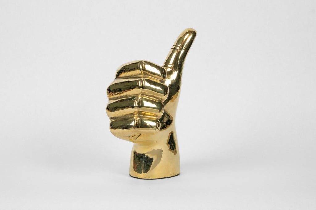 Thumbs Up or "Gig 'Em, Aggies" Hand Sign Sculpture in Brass Graduation Gift