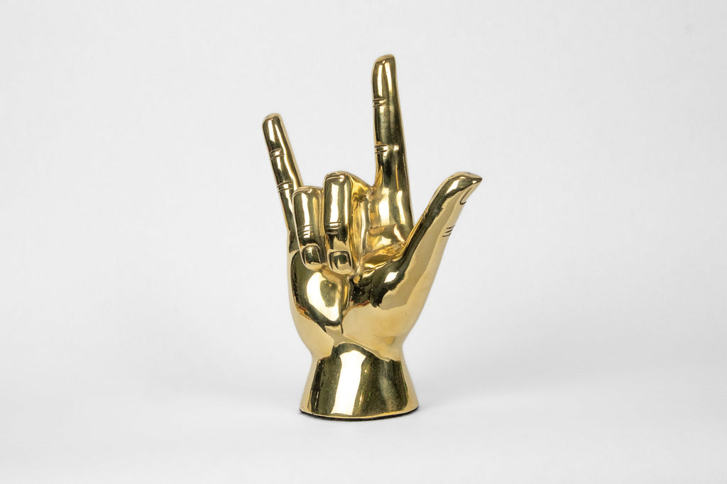 The "I Love You" Hand Sign ASL Sculpture in Brass