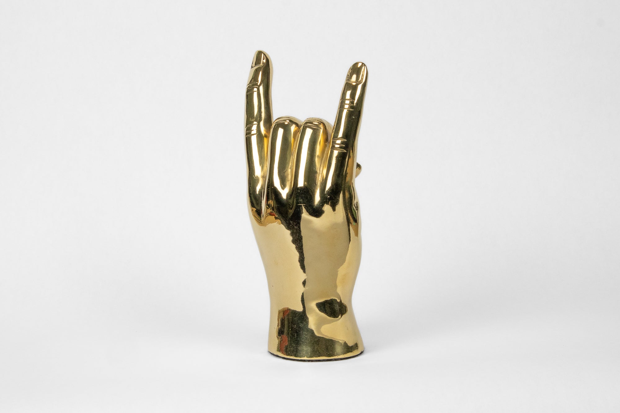 Horns Up or Rock On Hand Sign Sculpture in Brass Graduation Gift