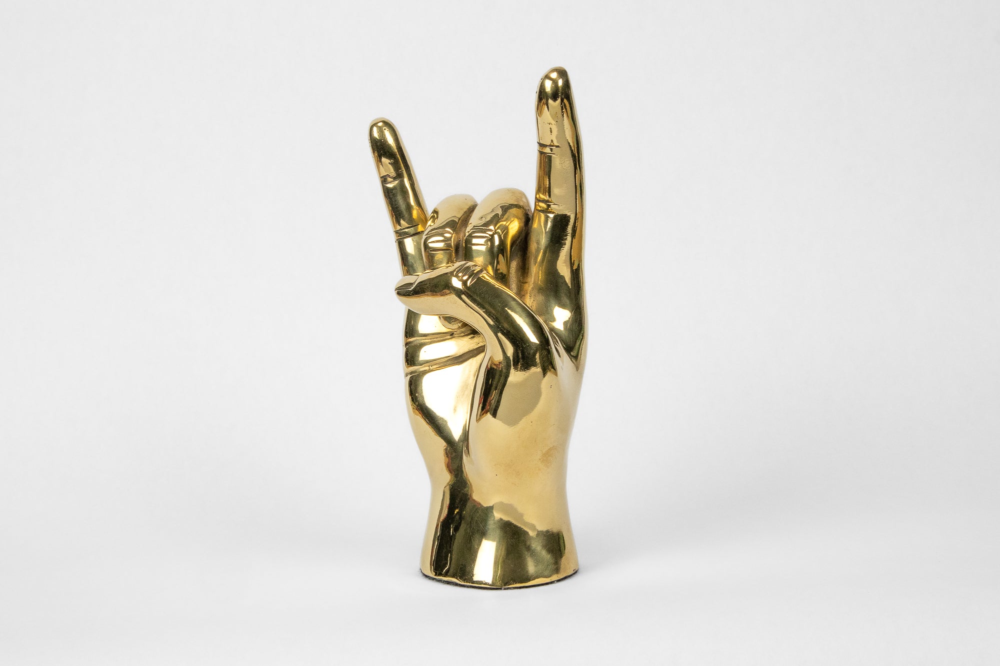 Horns Up or Rock On Hand Sign Sculpture in Brass Graduation Gift