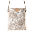 Myra Loom Tapestry vintage Crossbody Bag for Women in white with fringe detail