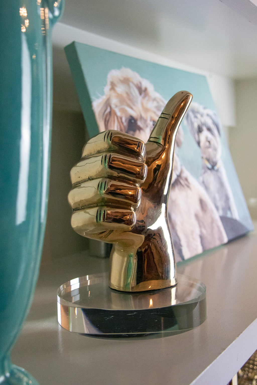Thumbs Up or "Gig 'Em, Aggies" Hand Sign Sculpture in Brass Graduation Gift
