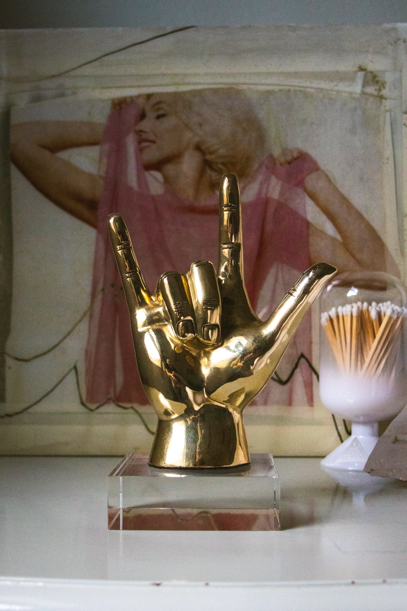 The "I Love You" Hand Sign ASL Sculpture in Brass