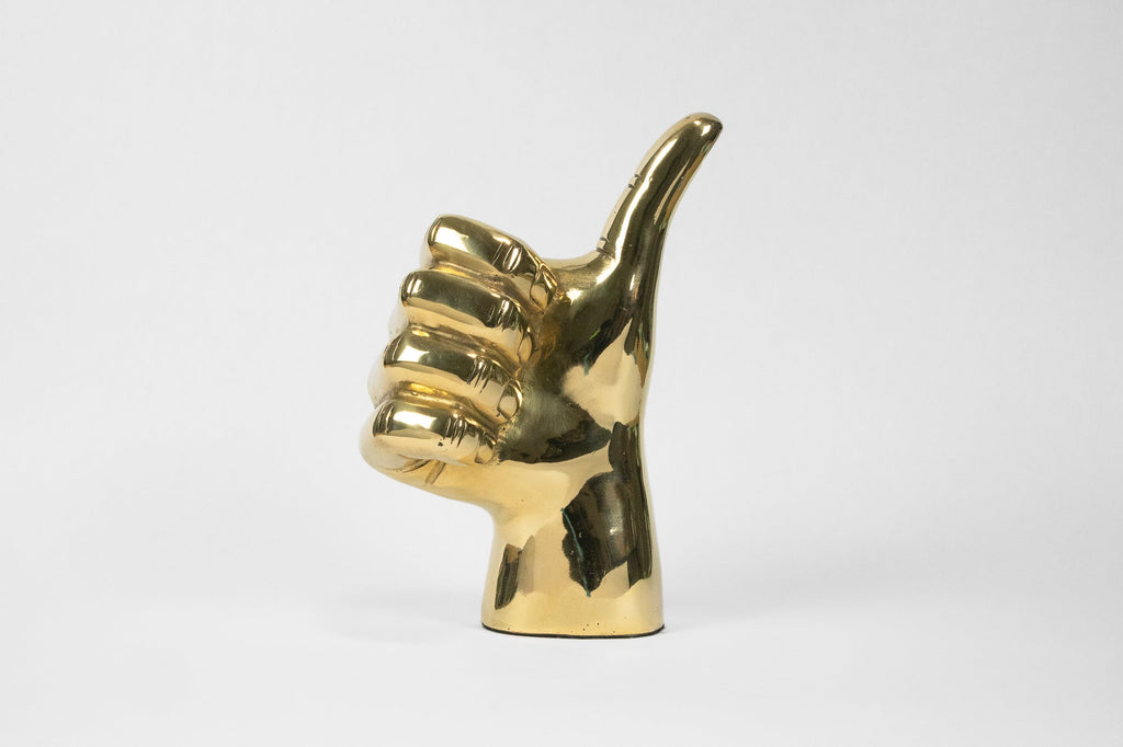 Thumbs Up or "Gig 'Em, Aggies" Hand Sign Sculpture in Brass Graduation Gift