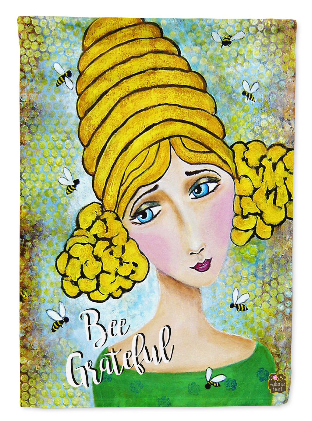 Bee Grateful Girl with Beehive Garden Flag - Outdoor Decorative Yard Flag VHA3008GF