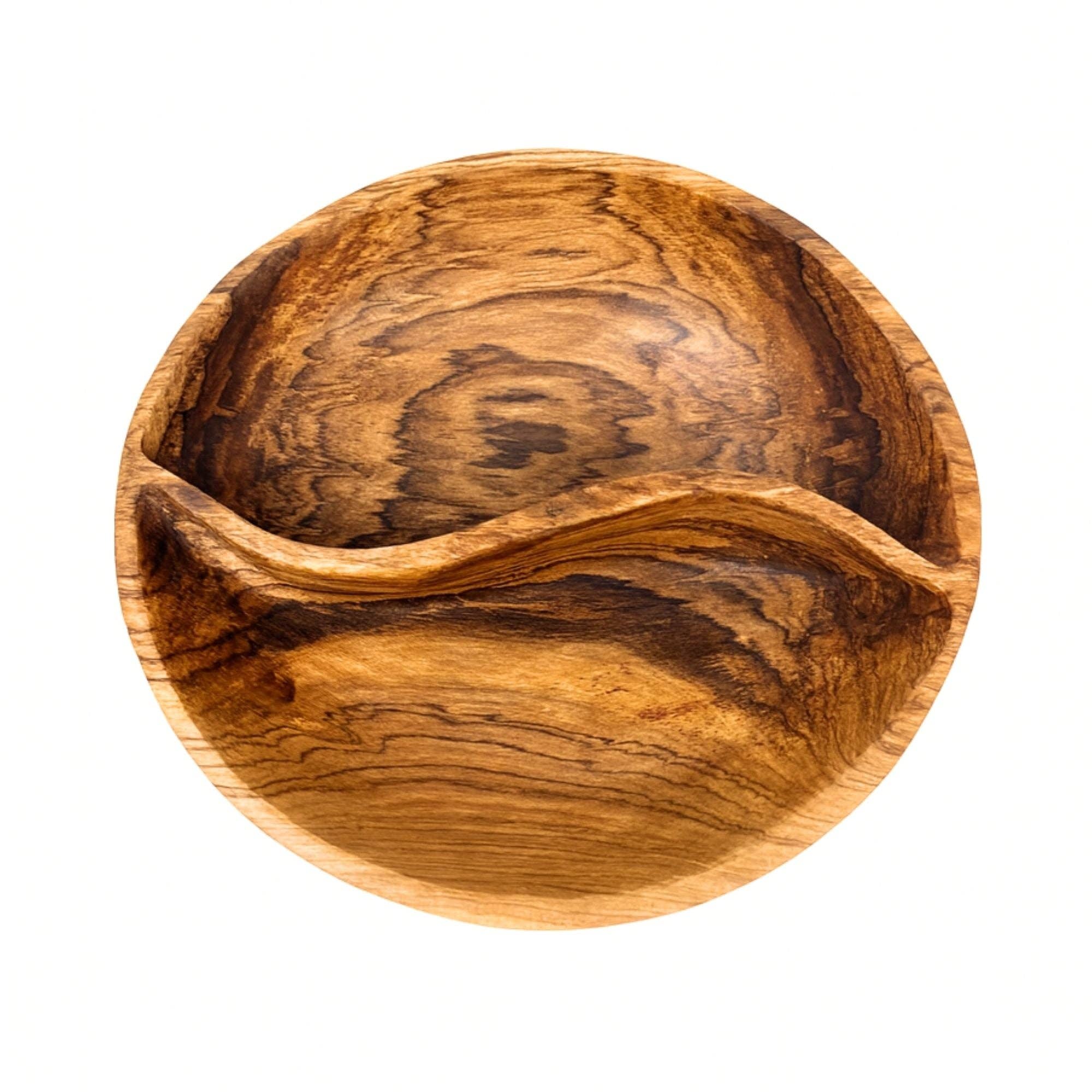 Olive Wood Round Divided Serving Platter