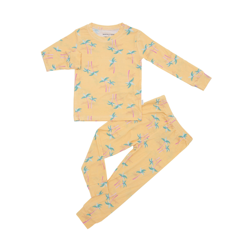 Miami Palm Tree Yellow Two-Piece Set