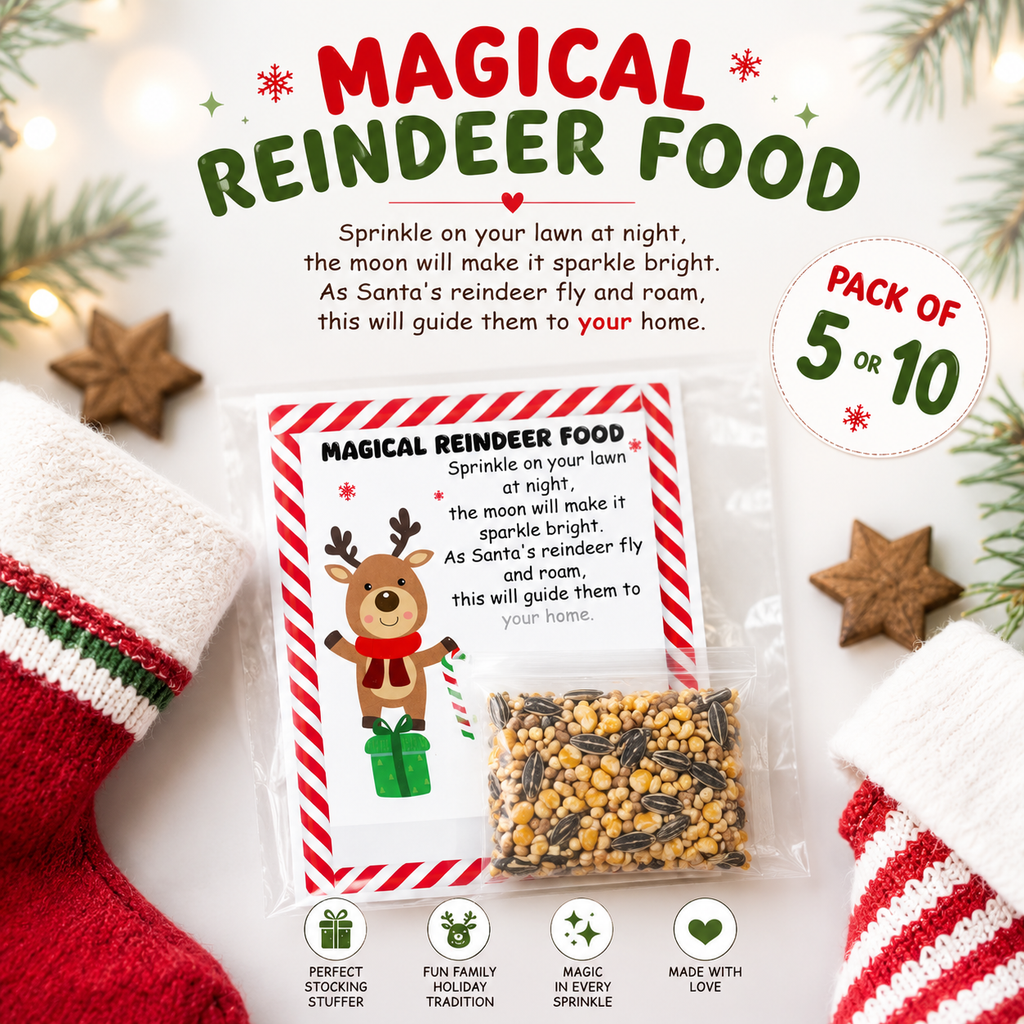 Magical Reindeer Food | Christmas Stocking Stuffer | Pack of 5 or 10