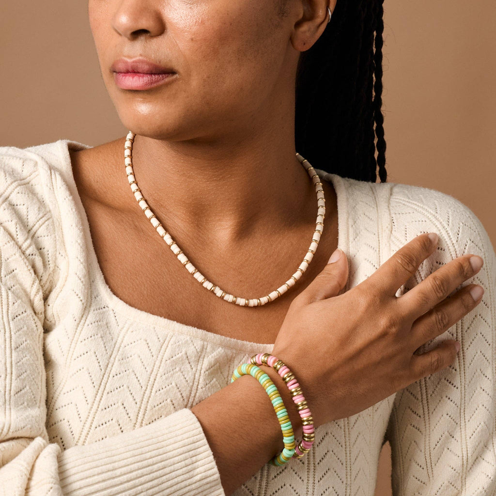 Khet Bead Bracelet - Light Green+Olive