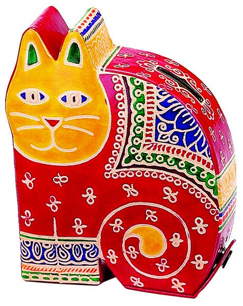 Cat Leather Coin Bank