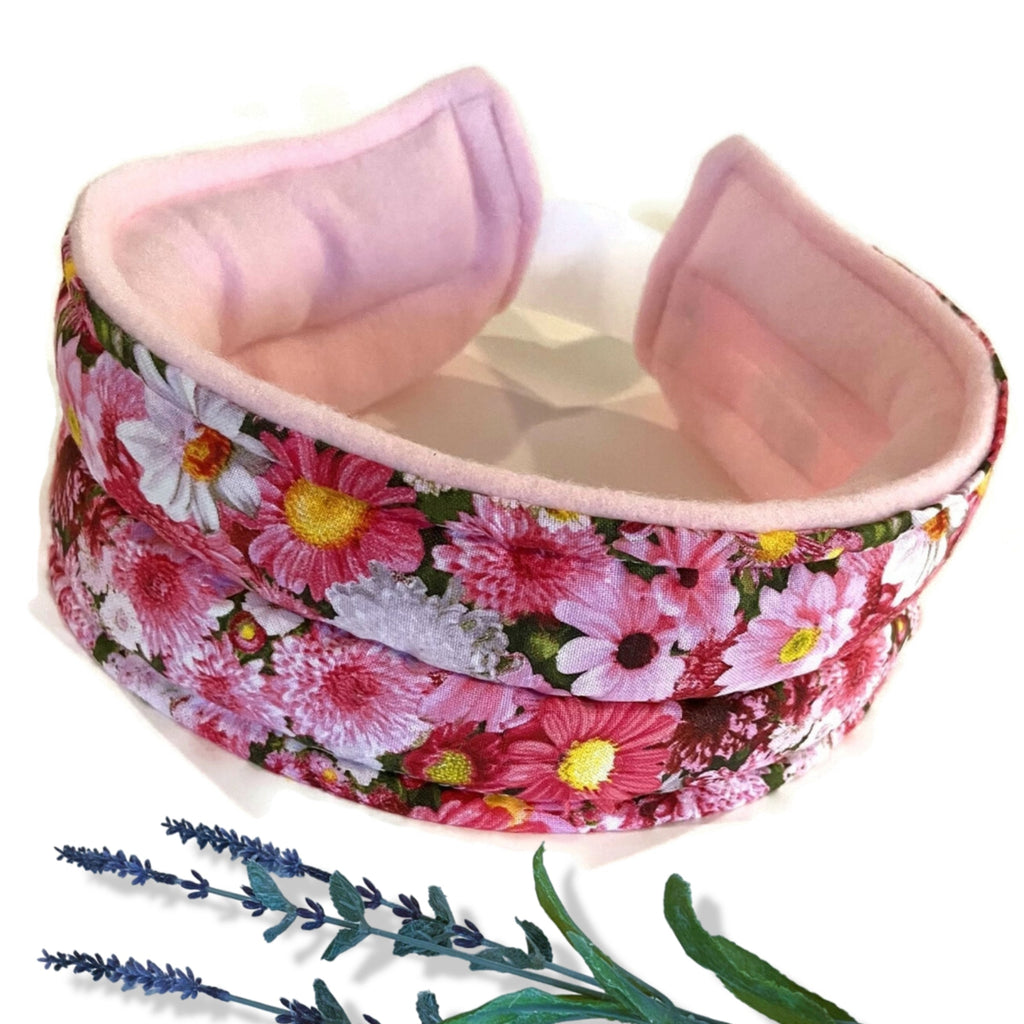 Headband Hot or Cold: Headache, TMJ Wrap with Hook and Loop Closure - Flax Seed and Rice Filling - Flexible Two-Channel Design
